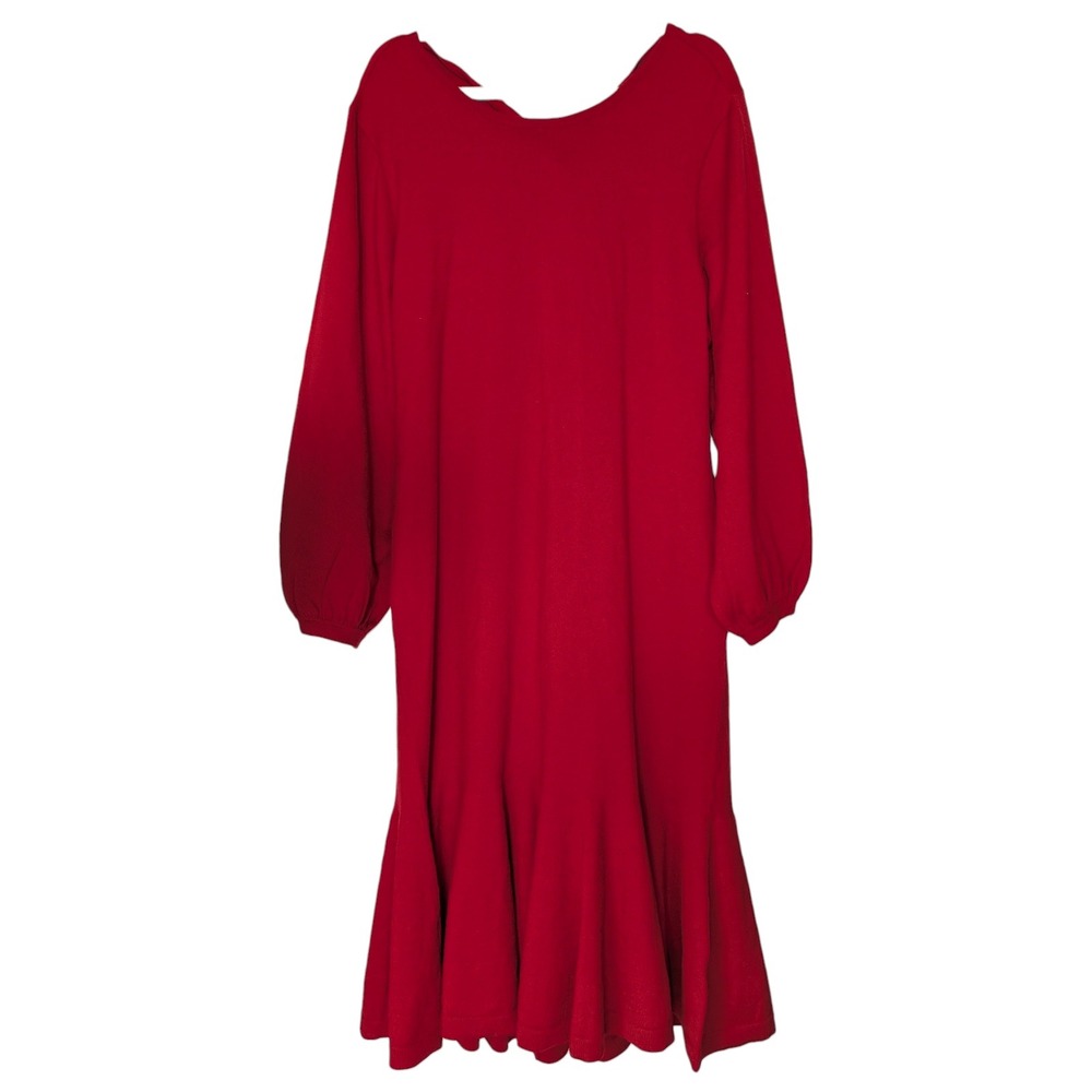 NWT J Crew Twist Knot Dress Women XXL Red Long Sleeve Merino Wool Blend Corpcore